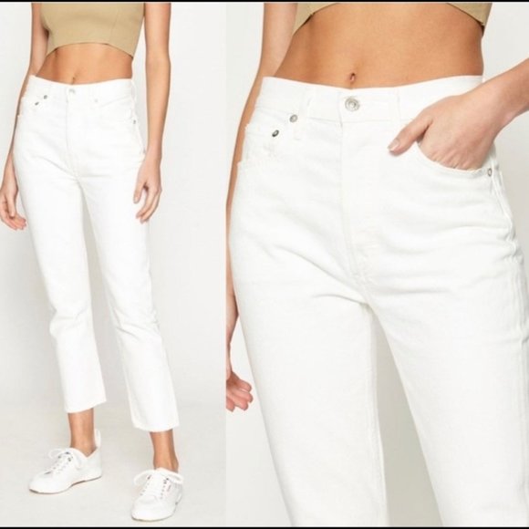 Agolde Women's High Rise Jeans in Crisp White - Picture 1 of 10